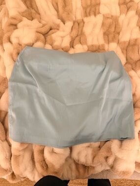Daily Drills Pale Blue Satin Mini Skirt LARGE